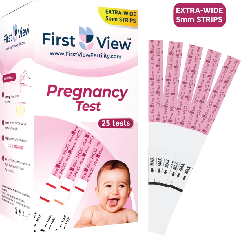 FirstView 5mm Extra-Wide Pregnancy Test Strips - 25 hCG Tests - HCG25