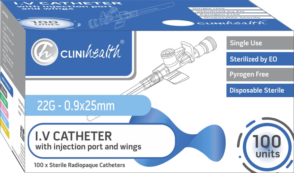 IV Catheter with Injection Port & Wings – 100s
